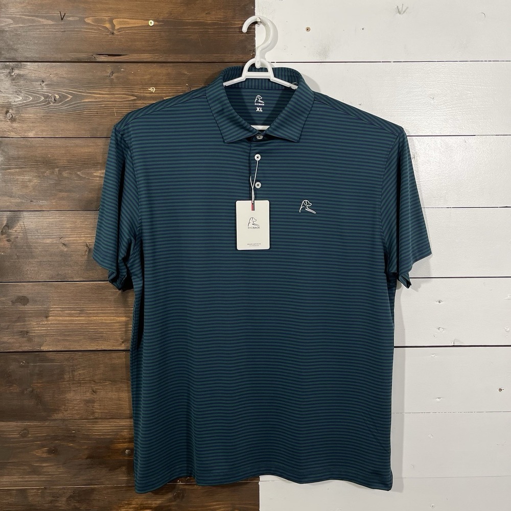 NWT Rhoback The Birdie Stripe Fairway Green Fleet Navy Golf Polo Men's Size XL
